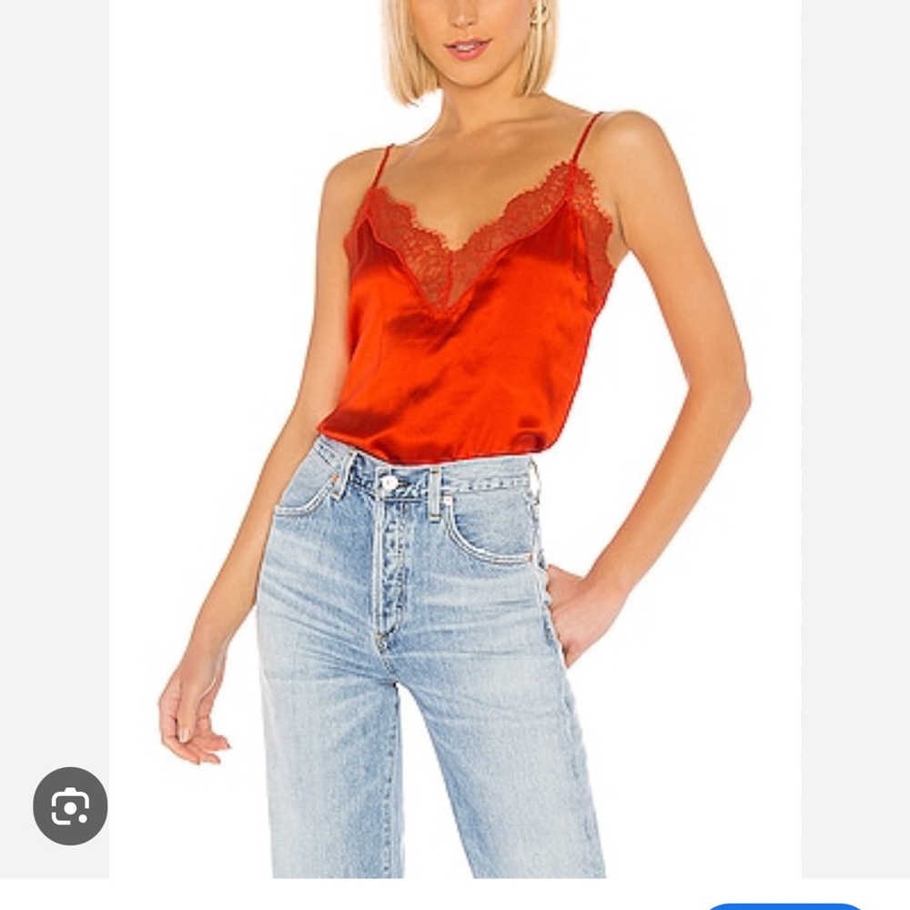 Cami NYC Daisy Lace Trim Cami Top Aperol Size Medium $165 SILK